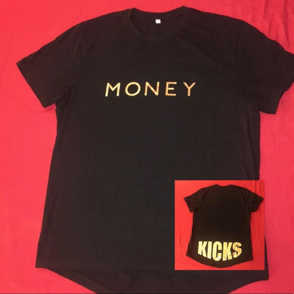 Money Kicks gold metallic letters tee